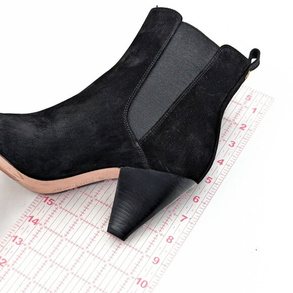 Veronica Beard Women Baxter Black Suede Chelsea Heeled Ankle Boots size 9 - Picture 5 of 10